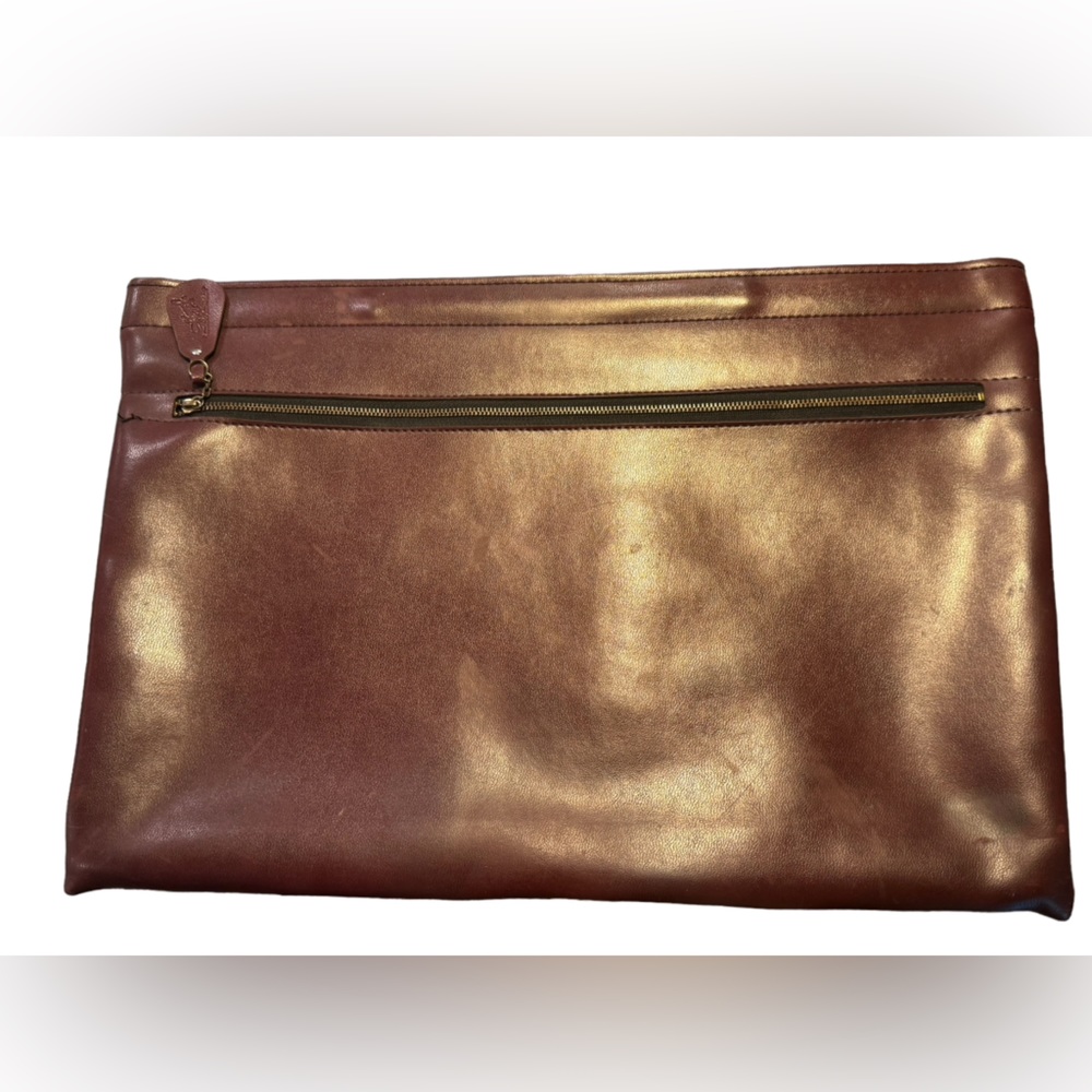 Vintage Hazel High End Business Brown Zip File Case Briefcase